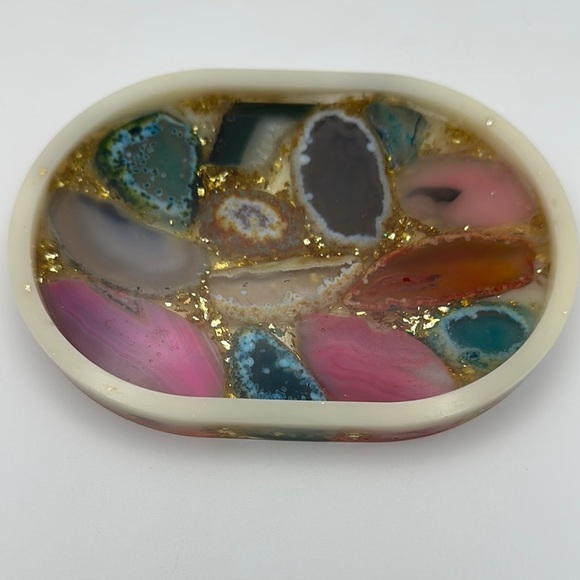 Colorful Agate Trinket Dish - Picture 1 of 6